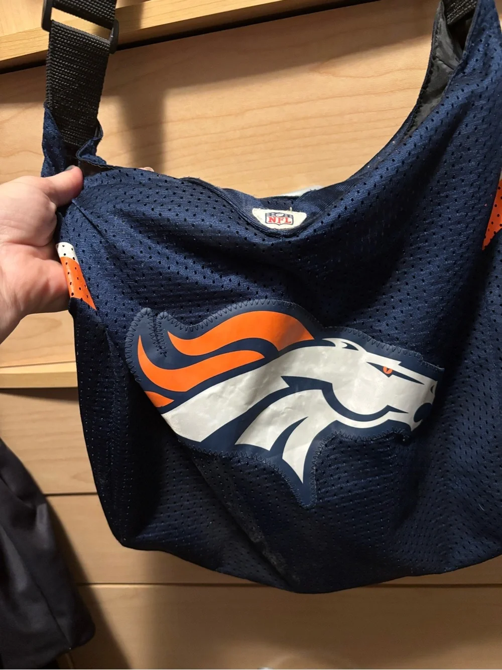 NFL Navy and Orange Denver Broncos Logo Hobo Bag